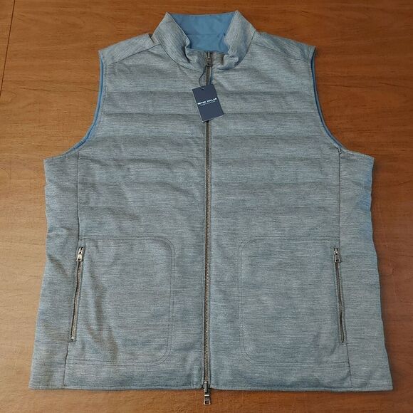 Peter Millar Crown Crafted Excursionist Flex Reversible Vest Grey Wool Men's XL - Picture 1 of 6
